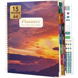 Yoment 2026 Planner Weekly and Monthly 8.5"x11" Large Hardcover Planner from Dec 2025 - Dec 2026 13 Months Calendar Academic Planners for Women Men Agenda Daily Weekly Yearly Planning with Tabs, Cloud