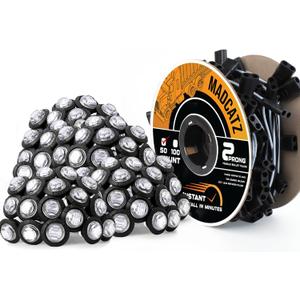MADCATZ 10 Pcs 3/4" LED Clear Lens Amber Marker Lights 3LED with Bullet Connector Plug + 2 Prong Continuous Wire Harness Roll, 50 Female Plugs - 6.5 inch for Truck Trailer Pickup 12V DC