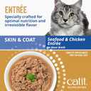 Catit Recipes Skin & Coat Chicken & Seafood Entre High-Protein Wet Cat Food with Tuna, Salmon, Mackerel & Chicken, Omega-3 for Skin & Coat, Prebiotics, Hydrating Bone Broth, Taurine 3oz (12/cs) (EXP 11/01/27)