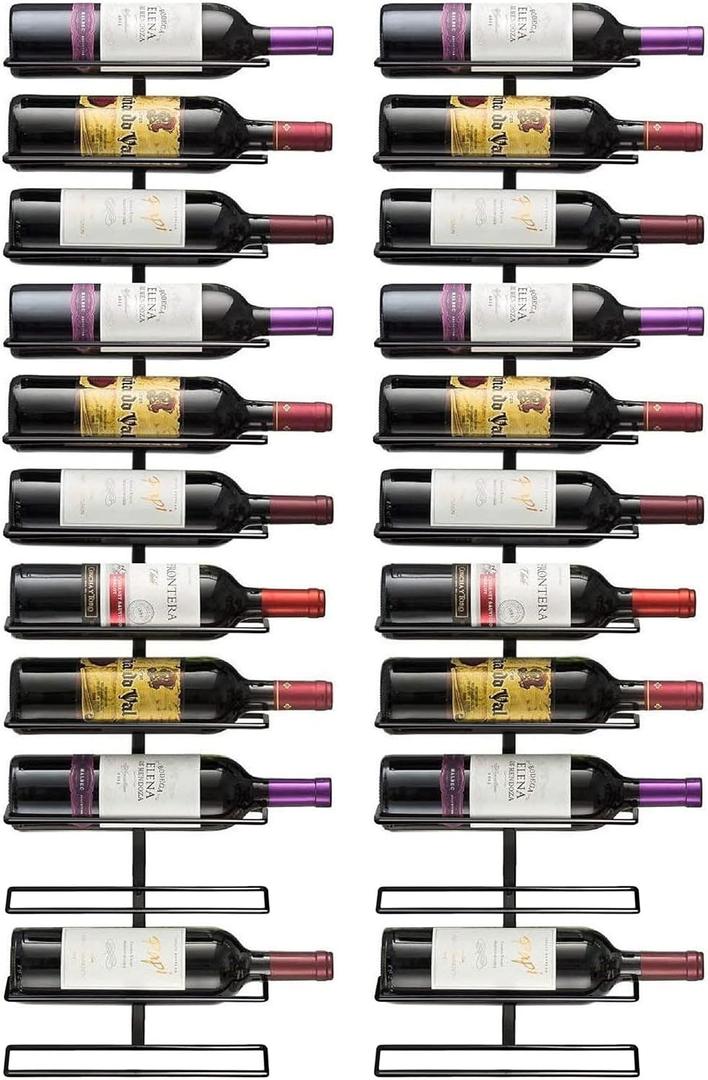 Sorbus Wall Mount Wine Rack  Holds 12 Bottles  Black Metal Wine Bottle Holder for Wall, Modern Wine Rack for Home Bar, Kitchen