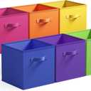 GRANNY SAYS 13 Inch Cube Storage Bins, Colorful Cube Storage Organizer, Fabric Storage Bins, Storage Cubes for Shelves, Closet, Toy Storage Bins for Kids Room, Play Room, Rainbow, 6-Pack