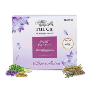 TGL Co. Sweet Dreams Herbal Green Tea 16 Tea Bags | Chamomile, Lavender & Valerian | Calming & Sleep Support Blend (EXP 04/14/27)