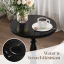Round Side Table - Small End Table Drink Table for Small Spaces, Vintage Accent Nightstand with Solid Wood Leg for Living Room, Bedroom, Mid-Century Modern Bedside Tables, Black