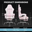 GTPLAYER Gaming Chair with Footrest, Computer Chair with and Lumbar Support, Height Adjustable Game Chair with 360°-Swivel Seat and Headrest and for Office or Gaming (Pink-Fabric), 20.05 inches x 20.08 inches x 49.21 inches