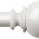 KAMANINA Curtain Rod 32 to 58 Inches (2.6-4.8ft), White Curtain Rods for Windows, 7/8 Inch Adjustable Modern Drapery Rod with Round Finials