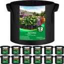12-Pack 5 Gallon Thickened Non-Woven Grow Bags, Aeration Fabric Pots with Handles