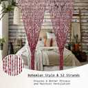 35.5" x 75" Bamboo and Wood Beaded Curtain for Doorway 52 Strands Handmade Bohemian Door Beads Curtain Boho Hanging Room Divider for Bedroom Living Home Decor, Wine Red