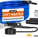 15FT-100FT Heated Water Hose for RV,Heated Drinking Water Hose with Thermostat,Lead and BPA Free,1/2" Inner Diameter,Temperatures Down to -40F Self-Regulating White Appearance (15FT)