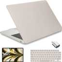Compatible with MacBook Air 13.6 inch Case 2022 2024 2025 M2 M3 M4 Model A2681 A3113 A3240, Plastic Hard Shell Case & Keyboard Cover Screen Protector USB Adapter, Cream Stone