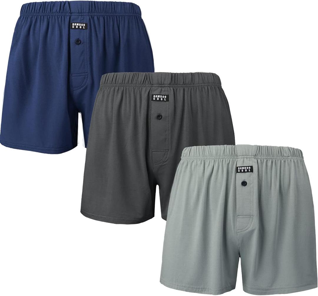 BAMBOO COOL Men's Boxers Underwear Boxer Shorts for Men Classic Loose Stretch Short, XL