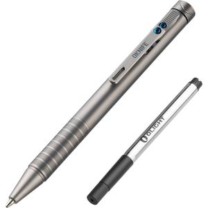 OKNIFE B1 Ti Titanium Pen with 2-in-1 Clip, Bolt Action Pen with Clip, Lightweight EDC Ballpoint Pen with 2 pcs Refills Ideal for Office, Working, Writing