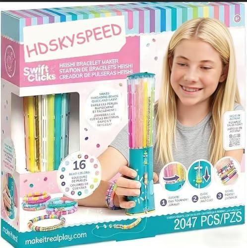 HDskyspeed Bracelet Making Kit for Girls 8–12 & Adults, Electric Bracelet Maker Machine with Clay Beads, Heishi Beads & Alphabet Beads – Jewelry Making Kit Starter Set