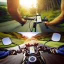 Bike Phone Holder, [Super Stable Metal] Motorcycle Phone Mount with Security Lock, Bicycle Phone Holder Handlebar with Soft Cushion & Adjustable Clip Compatible with 4.7''-6.8'' Phone (1 Pack)