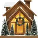 HOMirable Christmas Decorations for Home Led Lighted Wooden Snow Winter Scene Christmas Village Ski Lodge with Timer Farmhouse Tree Wreath House Rustic Tabletop Holiday Decor Xmas Signs