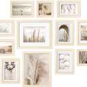 Egofine Picture Frame Set 12 Pack, Picture Frames Collage Wall Decor with Two 8x10, Four 5x7, Four 4x6, Two 4x4 for Wall and Tabletop, Made of Solid Wood, Covered by Plexiglass, Natural Wood