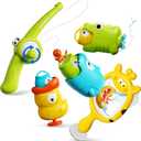 Mold Free Kids Bath Toys - Toddler Fishing Game with Fishing Net, Birthday Gift for Boys and Girls Ages 3-5, Great Water Toy for Bathtub, Swimming Pool, and Beach Fun