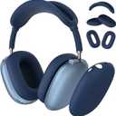 Silicone Case Cover for AirPods Max Headphones, Ear Pad Case Cover/Ear Cups Cover/Headband Cover for AirPods Max (USB C/Lightning) (2024/2020), Anti-Scratch Protector Accessories for Apple AirPods Max (Navy Blue)