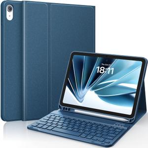CHESONA Keyboard Case for iPad (A16) 11th/ 10th Generation (2025/ 2022), Detachable Wireless Keyboard, Stand Folio Keyboard Cover with Pencil Holder, Thin & Light (Steel Blue)
