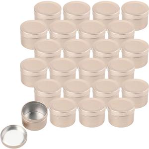 Foraineam 24 Pack 2 oz Round Tin Containers with Slip-on Lids, Aluminum Candle Tin Cans Cosmetic Sample Containers, Frosted Gold Empty Travel Tins Metal Storage Jars for Salve, Spice, Candies, Crafts