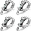 QWORK 1.75" T-Bolt Hose Clamp Stainless Steel, Working Range 51mm - 57mm for 1.75" Hose ID, Turbo Intake Intercooler Hose Clamp, 4 Pack
