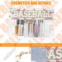 BuyCard 2 Pcs Baseball Gifts Cosmetic Makeup Bag with Chenille Letter Patch, Clear Pouch PVC Organizer Purse, Waterproof Travel Bag, Portable Toiletry Storage Bag for Her Girls Friends Women