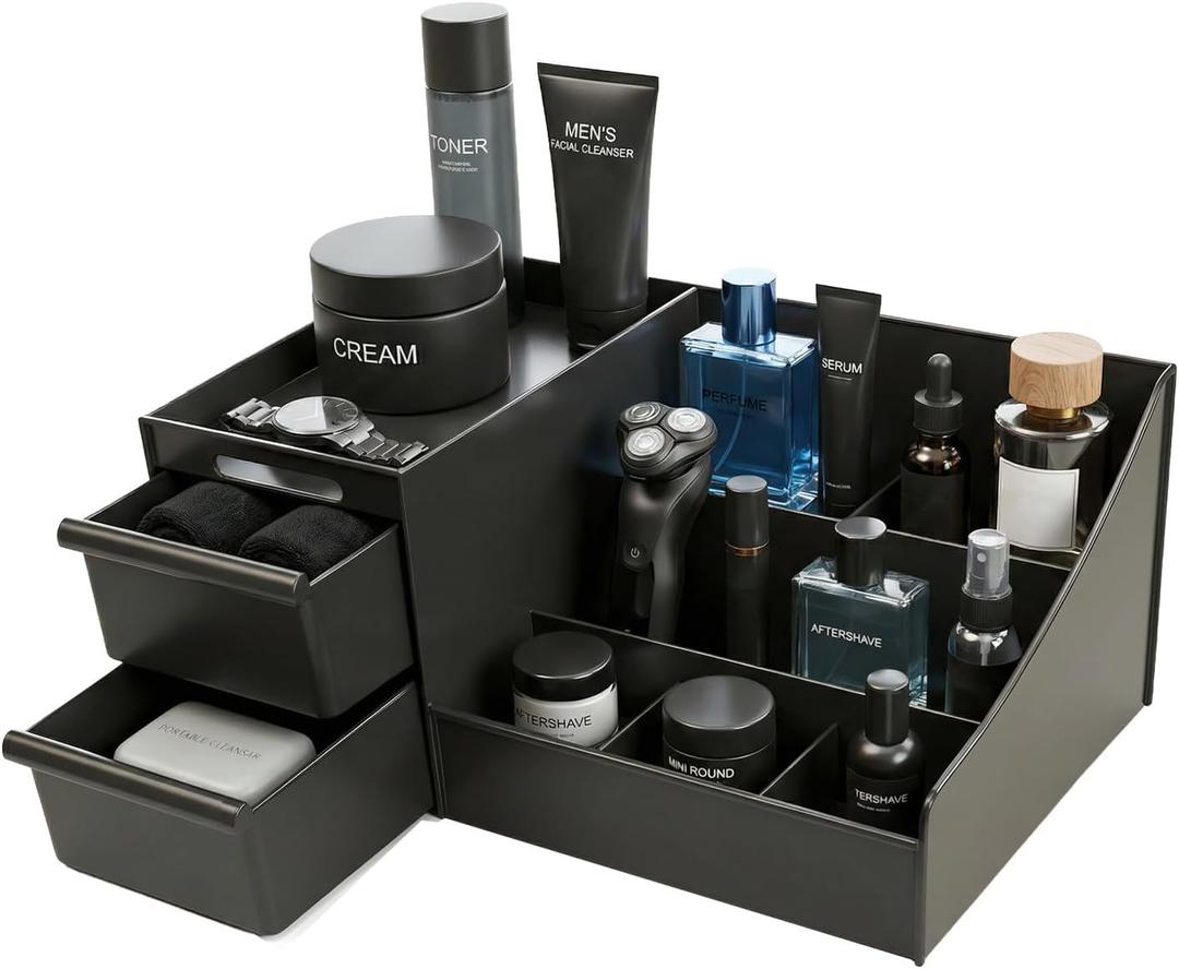 Cologne Organizer for Men, Perfume Organizer Rack, Perfume Stand Organizer for Bedroom, Dresser, Fragrance Holder Display for Vanity Countertop, Thoughtful Gifts for Men Birthday (Men's Black)