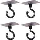 4 Pack 360Rotating Ceiling Adhesive HookWall Adhesive HooksWaterproof Bathroom Kitchen Heavy Duty Self Adhesive HooksBlack