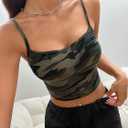 WDIRARA Women's Camo Print Tank Top Slim Fit Camouflage Crop Cami Tops