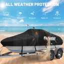 Trailerable Boat Cover, 17'- 19' Heavy Duty 600D Waterproof Tarp Covers with Storage Bag, Marine Grade Polyester Canvas, Fits 17-19ft Bass Boat, V-Hull, Tri-Hull, Runabout Bowrider Boat (Black)