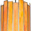 Tiffany Pendant Lighting, 7" Brass Cylindrical Hanging Lamp with Stained Glass for Foyer, Entryway, Bedroom, Dining Room, Stairwell (Tangerine)