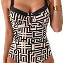 B2prity Women's Underwire One Piece Swimsuits Tummy Control Bathing Suits Push Up Swim Suit Color Block Swimwear Size M