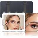 Junyaoxuan Car Sun Visor Vanity Mirror with Lights, Side with 6 inch 20X Magnifying Mirror, Rechargeable Car Makeup Mirror with 3 Light Modes, Dimmable Touch Led Screen, Black