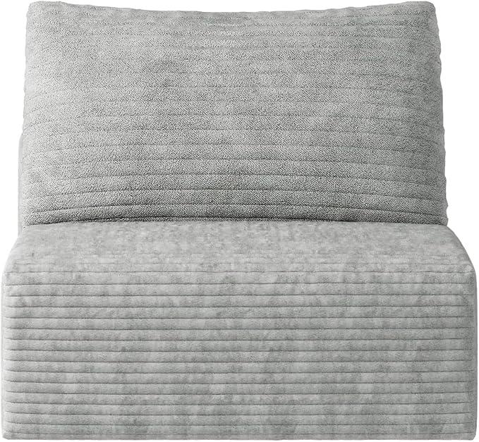 Compression Single Seat Sofa - Modular Sectional Middle Seat Module, Corduroy Upholstery, No Assembly Required, Grey, Size: 32*32*98cm