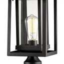 Beionxii Outdoor Post Light, Large Exterior Lamp Post Light Pier Mount Lantern with Base, Black Cast Aluminum w/Clear Glass (19" x 9") - A197P-1PK