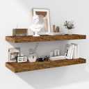 Fun Memories Floating Shelves - 2 Pack 12 Inch Rustic Wooden Wall Shelves - Extra Deeper & Thicker Wall Mounted Storage Shelf for Living Room, Kitchen, Farmhouse - 36" W x 12" D x 1.8" H - Brown