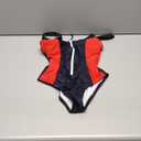 Tommy Hilfiger Women's Over The Shoulder Half Zip One Piece Swimsuit Size S