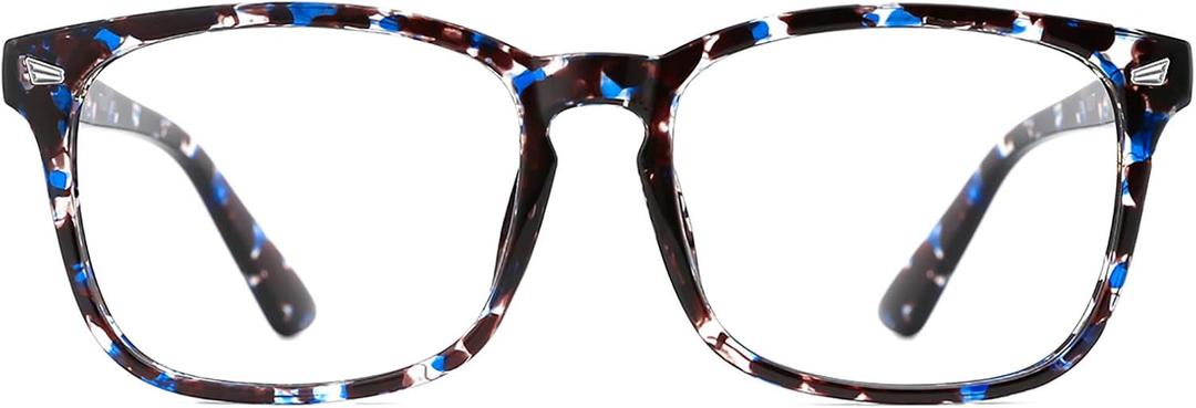 TIJN Blue Light Blocking Glasses for Women Men Square Frame Nerd Eyeglasses Anti Blue Ray Computer Screen Glasses (Black)