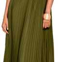 Women's Plisse Dress Adjustable Spaghetti Strap Maxi Solid Party Wedding Guest Dresses (Green, S)