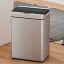 13 Gallon Trash Can Kitchen Trash Can with Lid High Capacity Garbage Can Stainless Steel Automatic Motion Sensor Trash Bin for Kitchen Bedroom Office, Silver