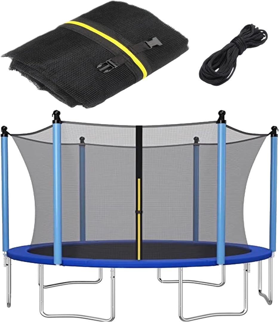 Trampoline Safety Net 10FT Round Trampoline Replacement Net for 8 Straight Poles UV-Resistant Kides Jumping Safety Enclosures Neting (Black)