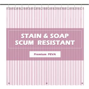 EHZNZIE Pink Shower Curtain Liner 72x72, PEVA Waterproof Bath Curtain, No Chemical Smell, 3 Weighted Magnets, Durable with Rustproof Metal Grommets