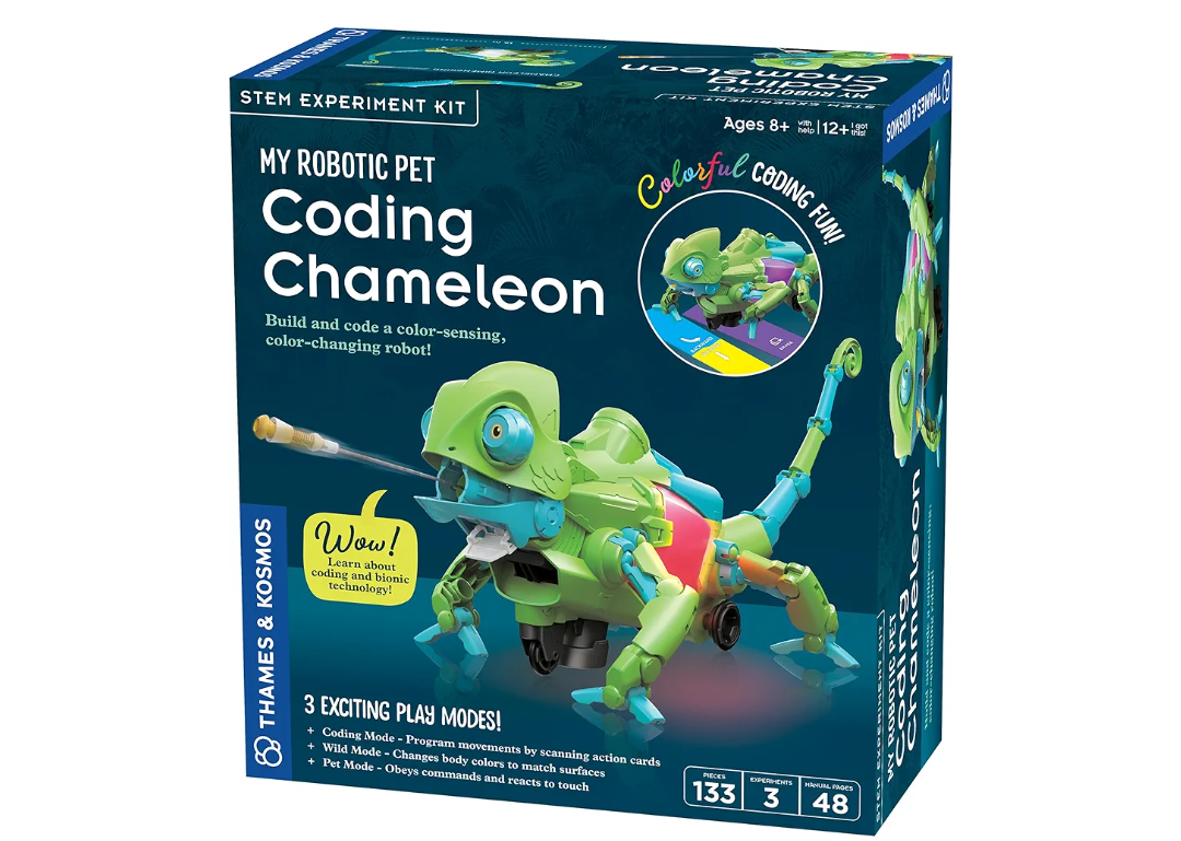 Thames & Kosmos My Robotic Pet: Coding Chameleon STEM Building & Experiment Kit | Color-Sensing Coding Robot for Boys & Girls Ages 8+, Screen-Free Educational Fun, Robotic Reptile with 3 Play Modes
