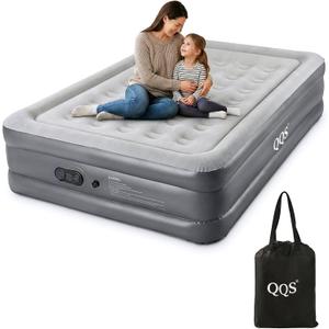 Air Mattress Queen with Built in Pump, 18'' Raised Inflatable Bed, 660lb Support Blow Up Mattress, 3 Mins Quick Self-Inflating for Home, Guest & Camping