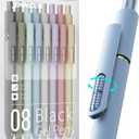 8Pcs Black Gel Pens - 0.7mm Medium Point Black Ink Pens | Smooth Writing - Quick Drying Retractable Pen for Men Women (Morandi - 8Pcs)