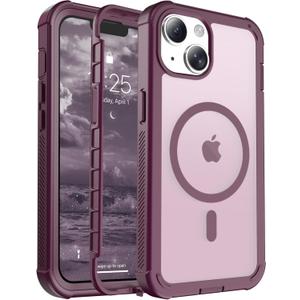 Magnetic for iPhone 13 Case, [Compatible with MagSafe][Military Grade Drop Protection][Heavy Duty Protection][Non-Slip][Shockproof] 2-Layer Durable Bumper Phone Case 6.1''-Red