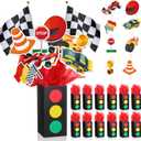 6 Sets Race Car Birthday Party Decorations Race Car Centerpieces for Tables with Traffic Boxes Themed Baby Shower Decoration Cutouts Checkered Flags for Birthday Theme Party Supplies