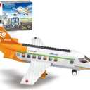 Airplane Building Set, City Airport Passenger Plane Toy, Compatible with Lego Plane, with an Airplane, Control Tower, Terminal, Baggage Cart, 8 Minifigures
