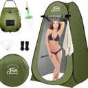 Solar Shower Tent Kit, 2 Pcs, Instant Pop Up Privacy, 5 Gallon Solar Shower Bag, Sun Canopy Beach Outdoor Camp Privacy Tent, Easy Set Up, Foldable