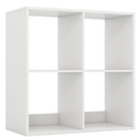 4 Cube Bookshelf with Back Guardrail for Living Room Bedroom, White