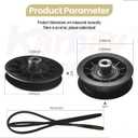 2 Pack 532194326 V-Groove Idler Pulley & 532194327 Idler Pulley & 532130969 Belt for Husqvarna Riding Lawn Mowers 280-6630, 194327, 194326, LGT 2654, YTH 1542 XPT, YTH 20 K 46, YTH 2348, YTH 2454